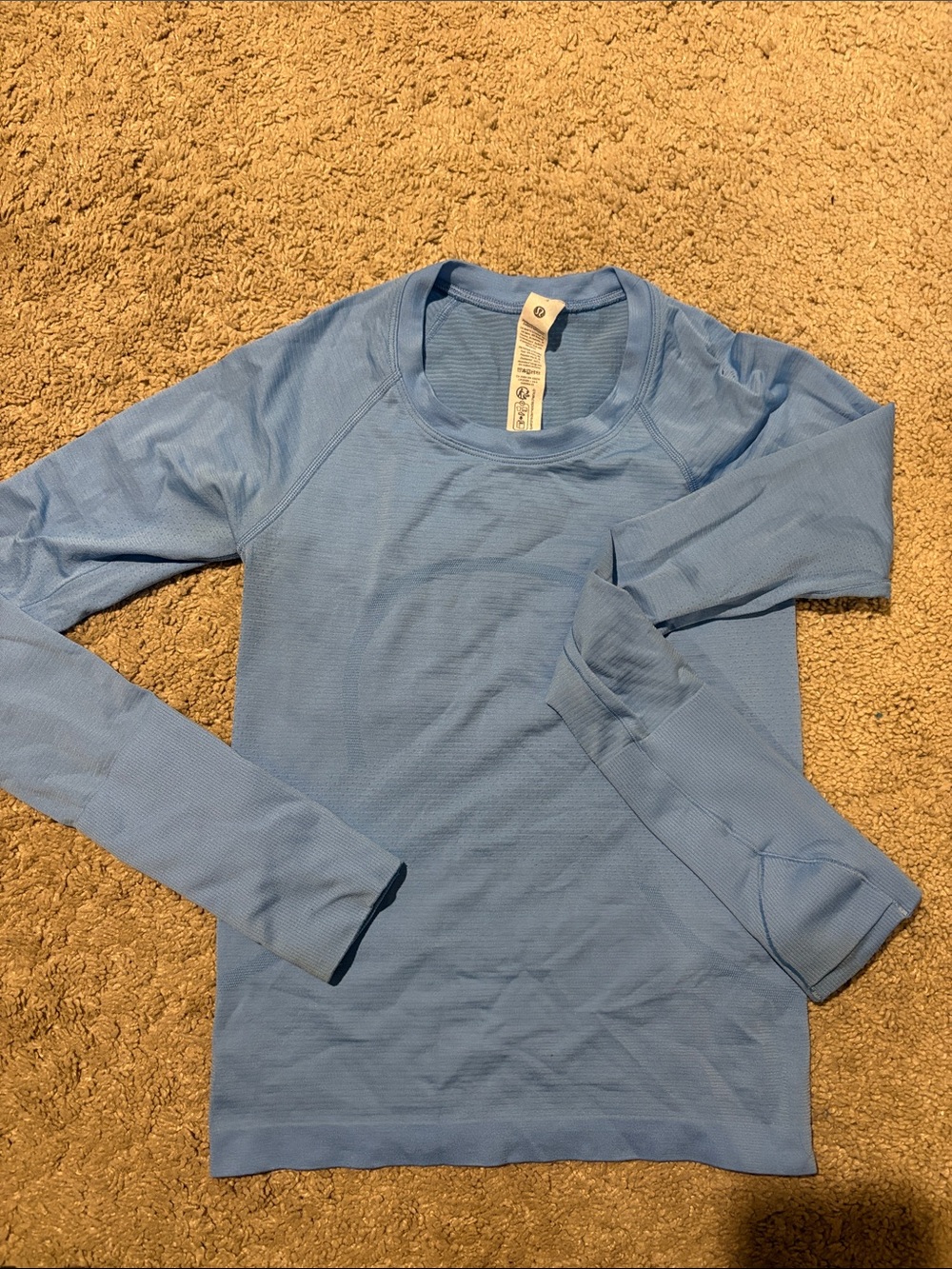Lululemon Light Blue Seamless Long Sleeve Athletic Top